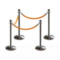 Montour Line Stanchion Post and Rope Kit Sat.Steel, 4 Ball Top3 Gold Rope C-Kit-4-SS-BA-3-PVR-GD-PS